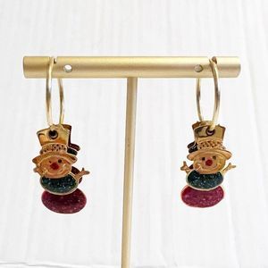 Christmas Snowman Gold Layered Earrings